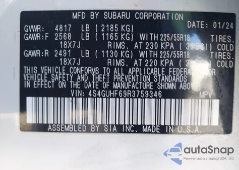 2024 Subaru Crosstrek Sport from USA, damaged, VIN 4S4GUHF69R3759346